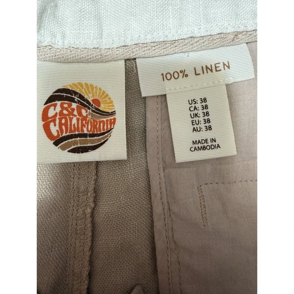 C&C California Cargo Shorts 100% Linen Men's Size 38 Pockets Beach Summer Casual